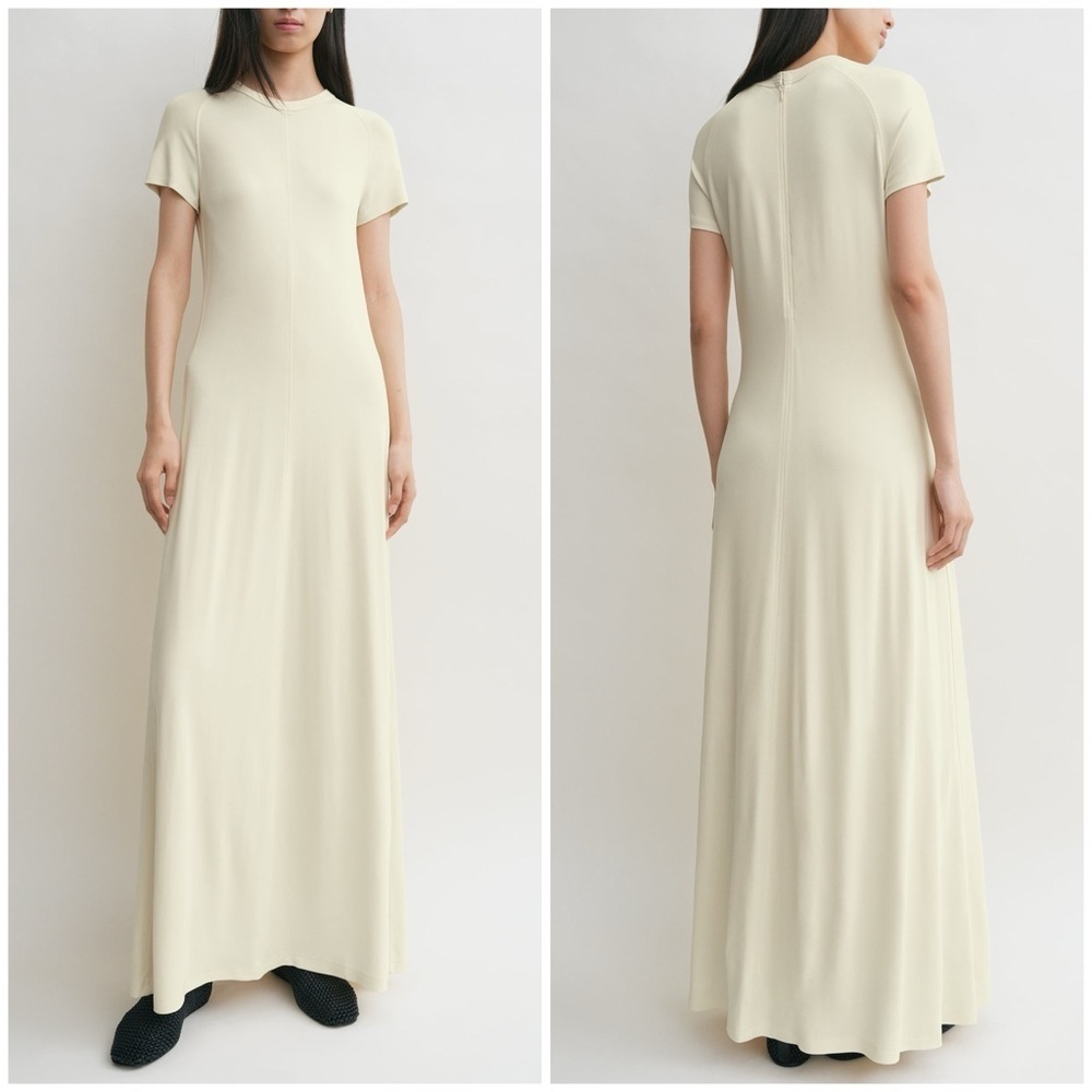 New Toteme Fluid Jersey Dress Ecru White Maxi Minimalist Sz M